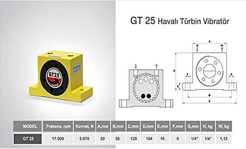AFUXING Industrial Turbine Vibrators, GT25 Pneumatic Turbine Vibrator, 1/4" Industrial Turbine Vibrators, Noiseless Industrial Vibrator - Image 3